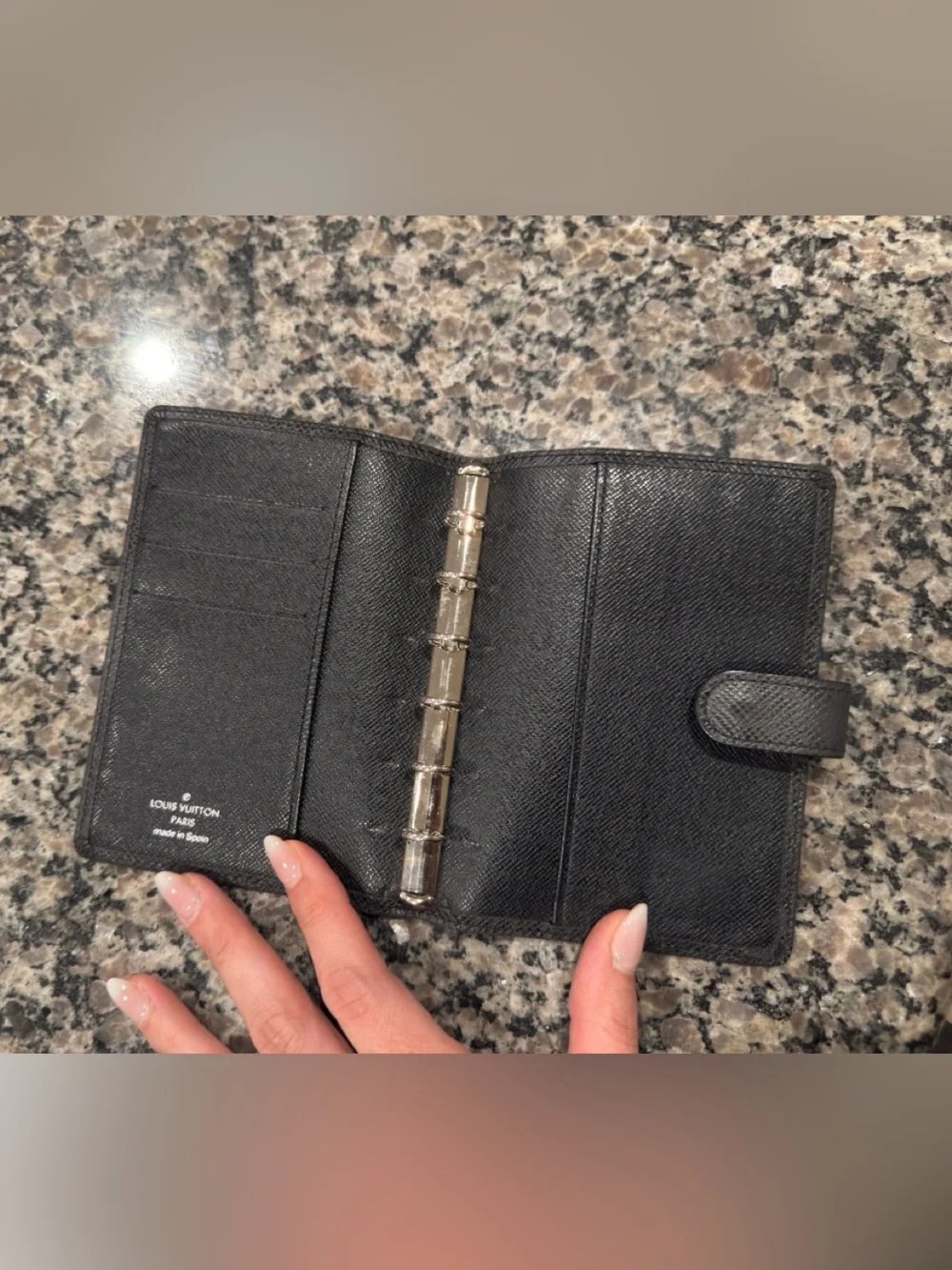 Louis Vuitton Tiaga Black Textured Leather Wallet Organizer